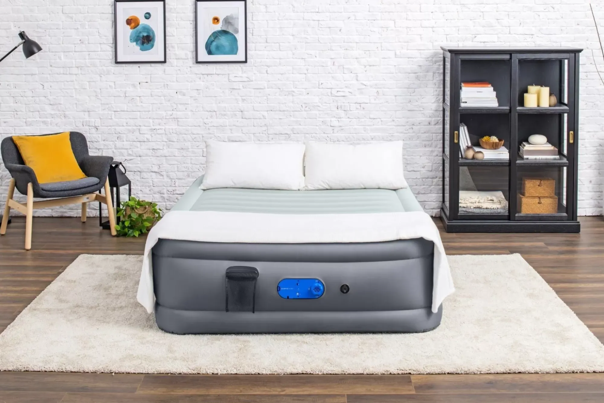 Bestway Indoor Air Mattresses< Alwayzaire Tough Guard Air Mattress Queen 20 With Built-In Dual Pump And Antimicrobial Coating