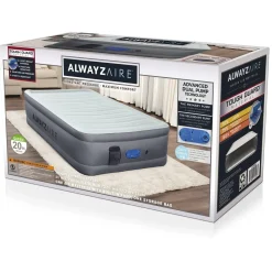 Bestway Indoor Air Mattresses< Alwayzaire Tough Guard Air Mattress Queen 20 With Built-In Dual Pump And Antimicrobial Coating