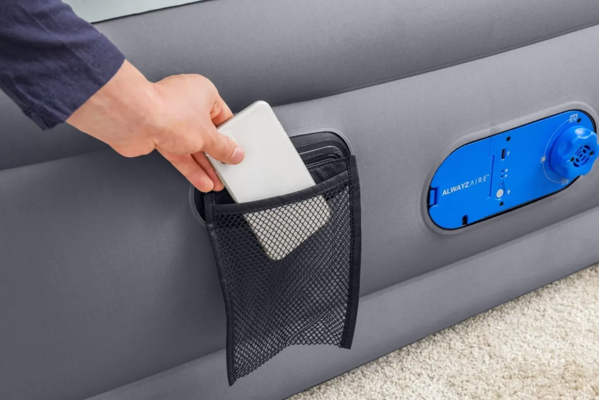 Bestway Indoor Air Mattresses< Alwayzaire Tough Guard Air Mattress Queen 20 With Built-In Dual Pump And Antimicrobial Coating