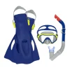 Bestway Swim Gear< Crusader Dark Blue Unisex Youth Snorkel Set With Fins, Ages 7+