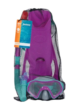 Bestway Swim Gear<® Crusader Youth Snorkel Set With Fins, Pink Ages 7+