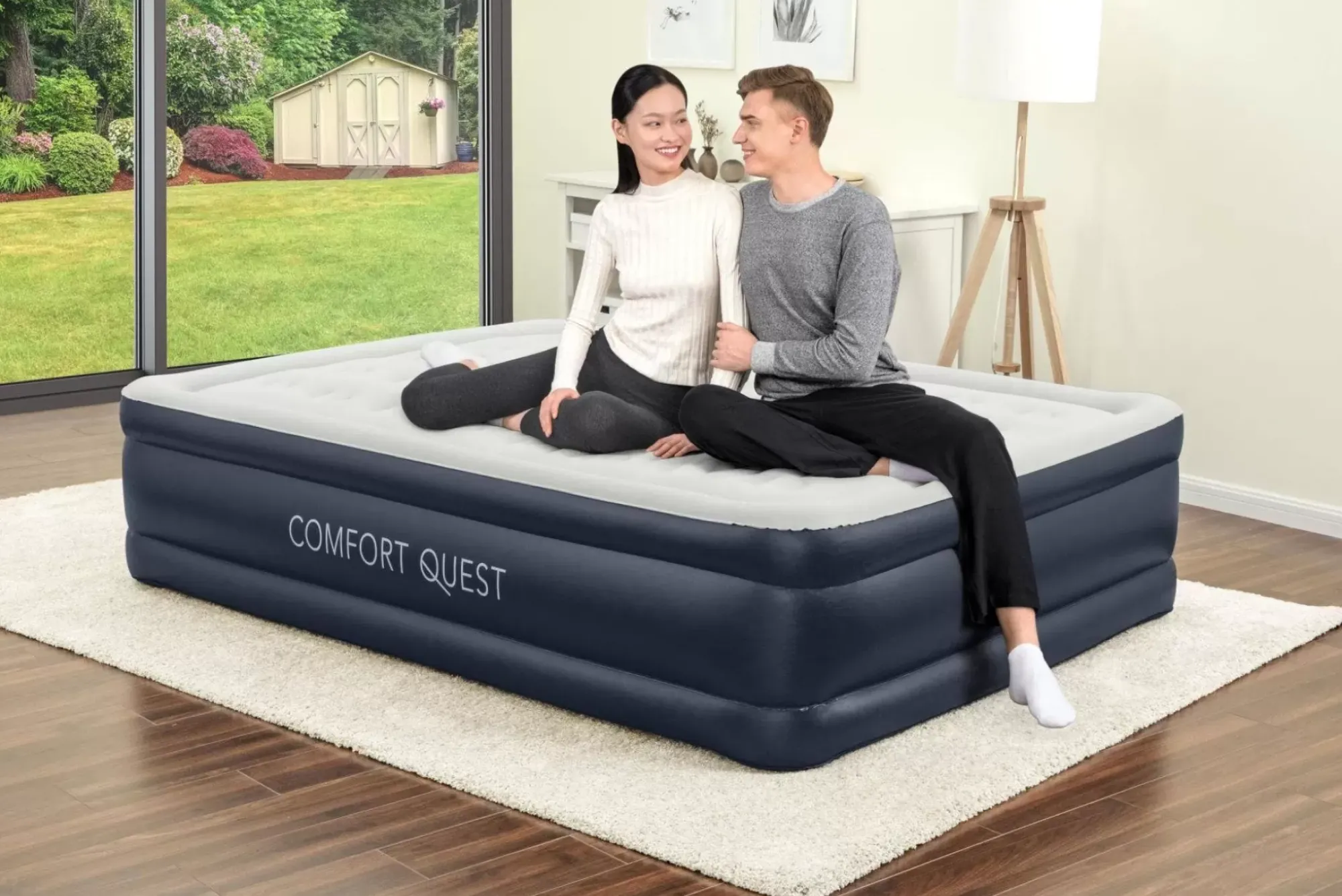 Bestway Indoor Air Mattresses< Essential Comfort Air Mattress Queen 18" With Built-In Ac Pump And Antimicrobial Coating