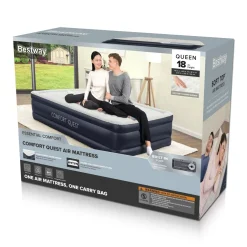 Bestway Indoor Air Mattresses< Essential Comfort Air Mattress Queen 18" With Built-In Ac Pump And Antimicrobial Coating