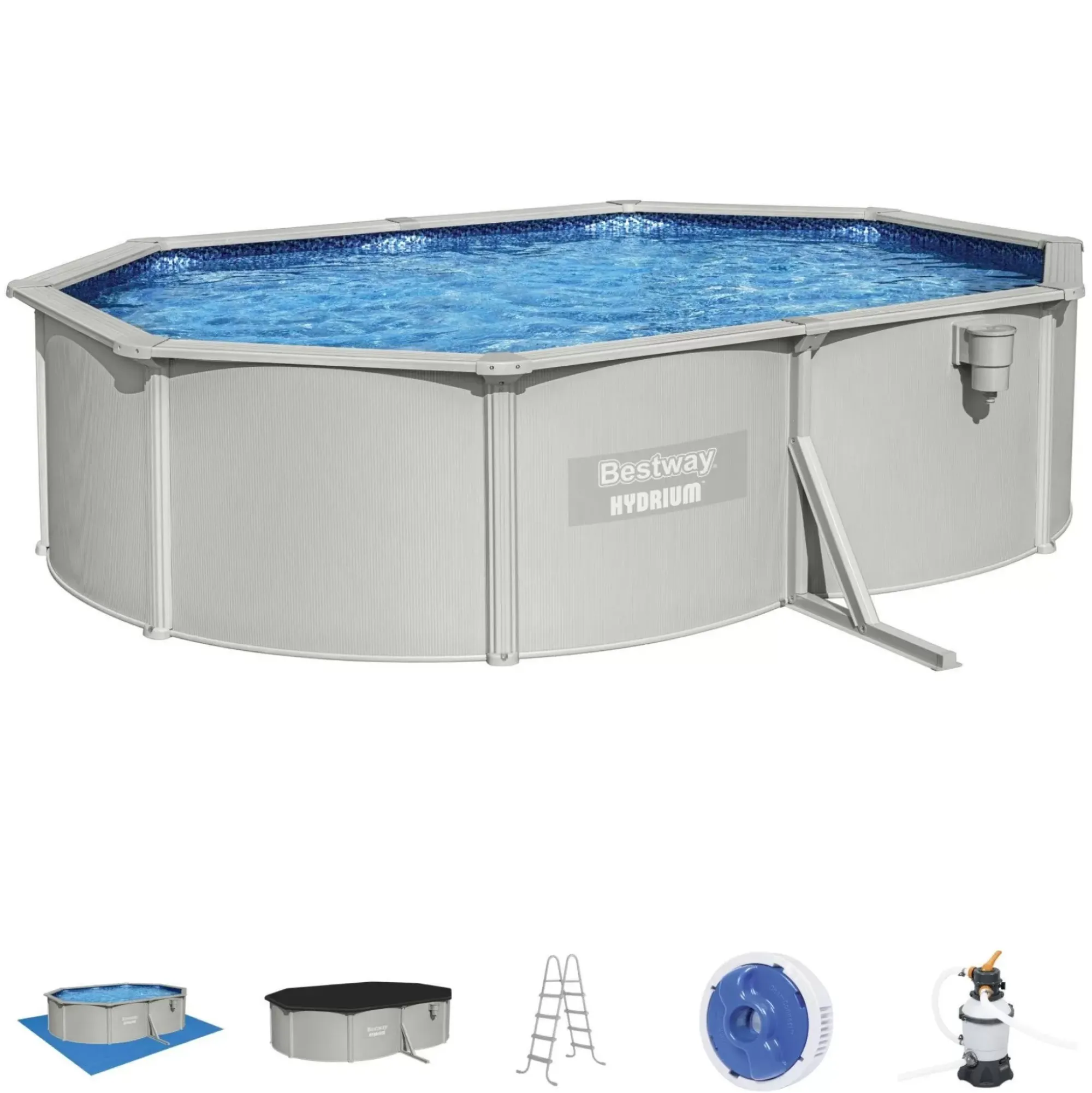 Bestway Hydrium Pools< Hydrium 16'5" X 12' X 48" Steel Wall Above Ground Pool Set