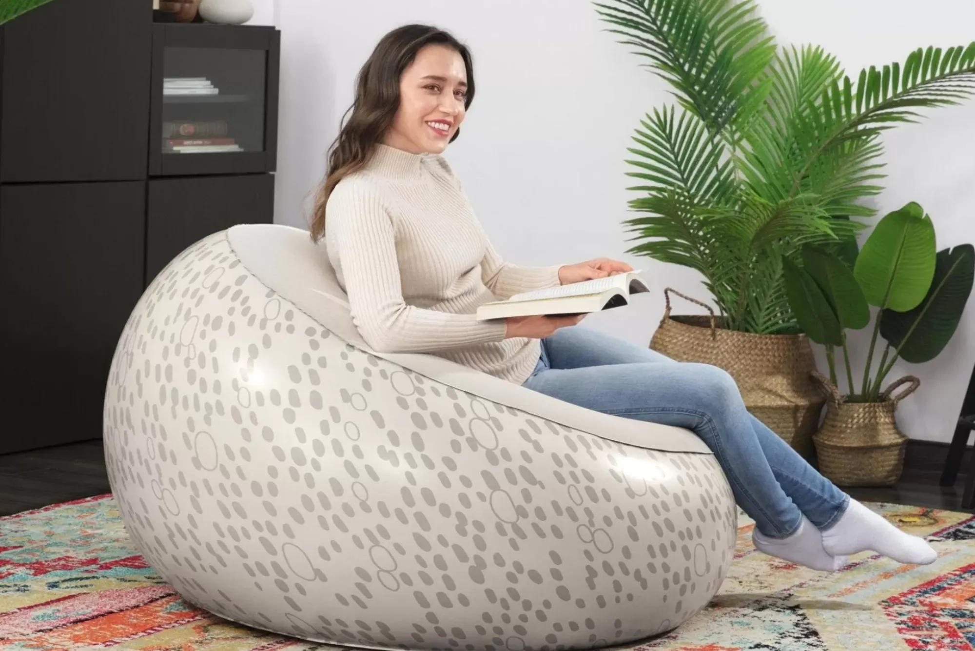 Bestway Air Chairs< Inflate-A-Chair Inflatable Chair, Cream