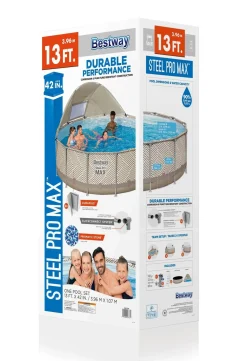 Bestway Steel Pro Max Pools< Steel Pro Max 13' X 42 Round Above Ground Pool Set With Canopy