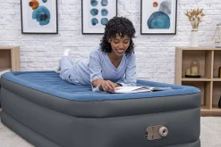 Bestway Indoor Air Mattresses< Tough Guard Air Mattress Twin 18 With Built-In Ac Pump And Antimicrobial Coating