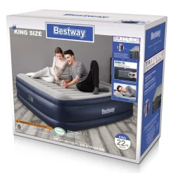 Bestway Indoor Air Mattresses< Tritech Air Mattress King 22" With Built-In Ac Pump And Antimicrobial Coating
