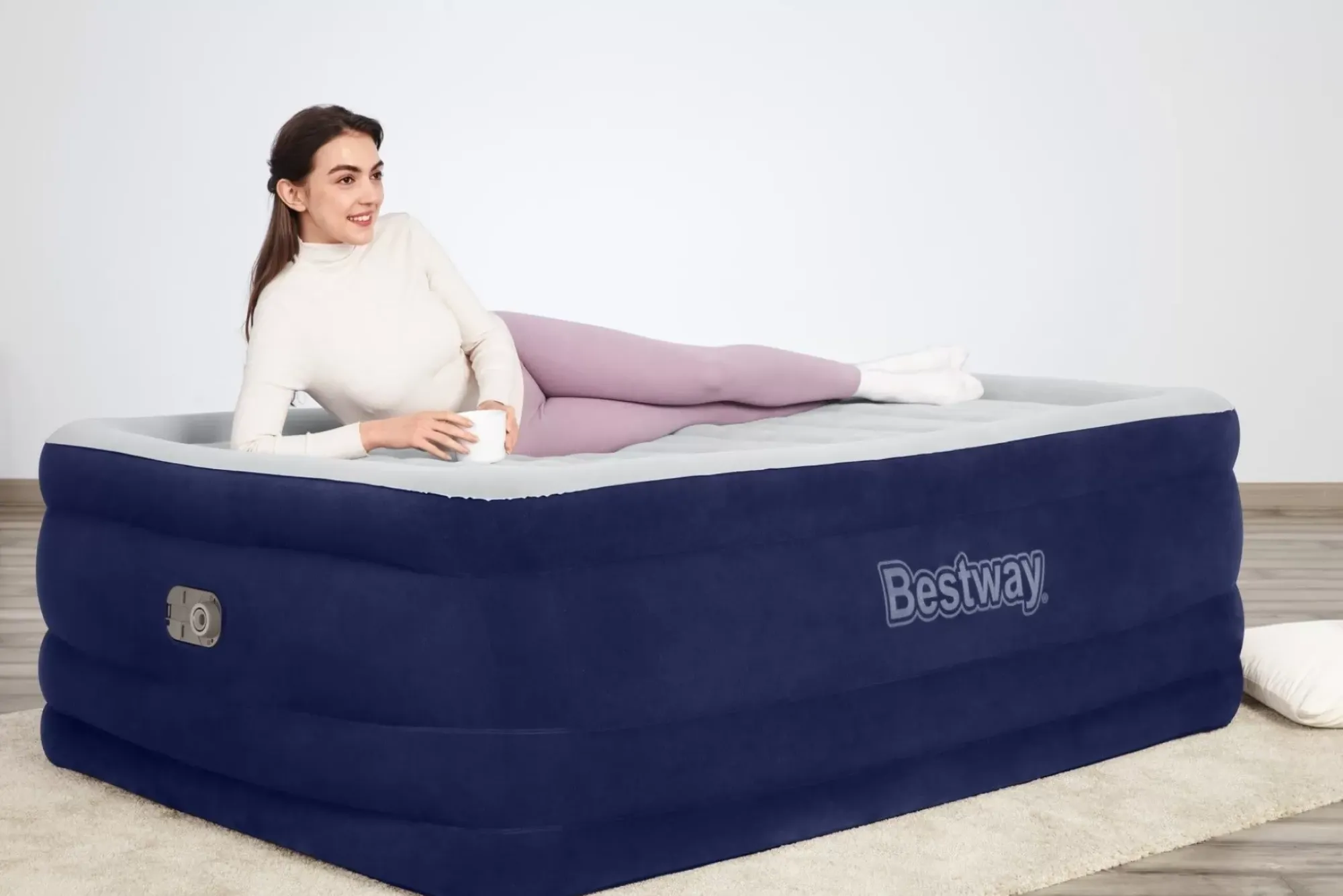 Bestway Indoor Air Mattresses< Tritech Air Mattress Full 24 With Built-In Ac Pump Included And Antimicrobial Coating