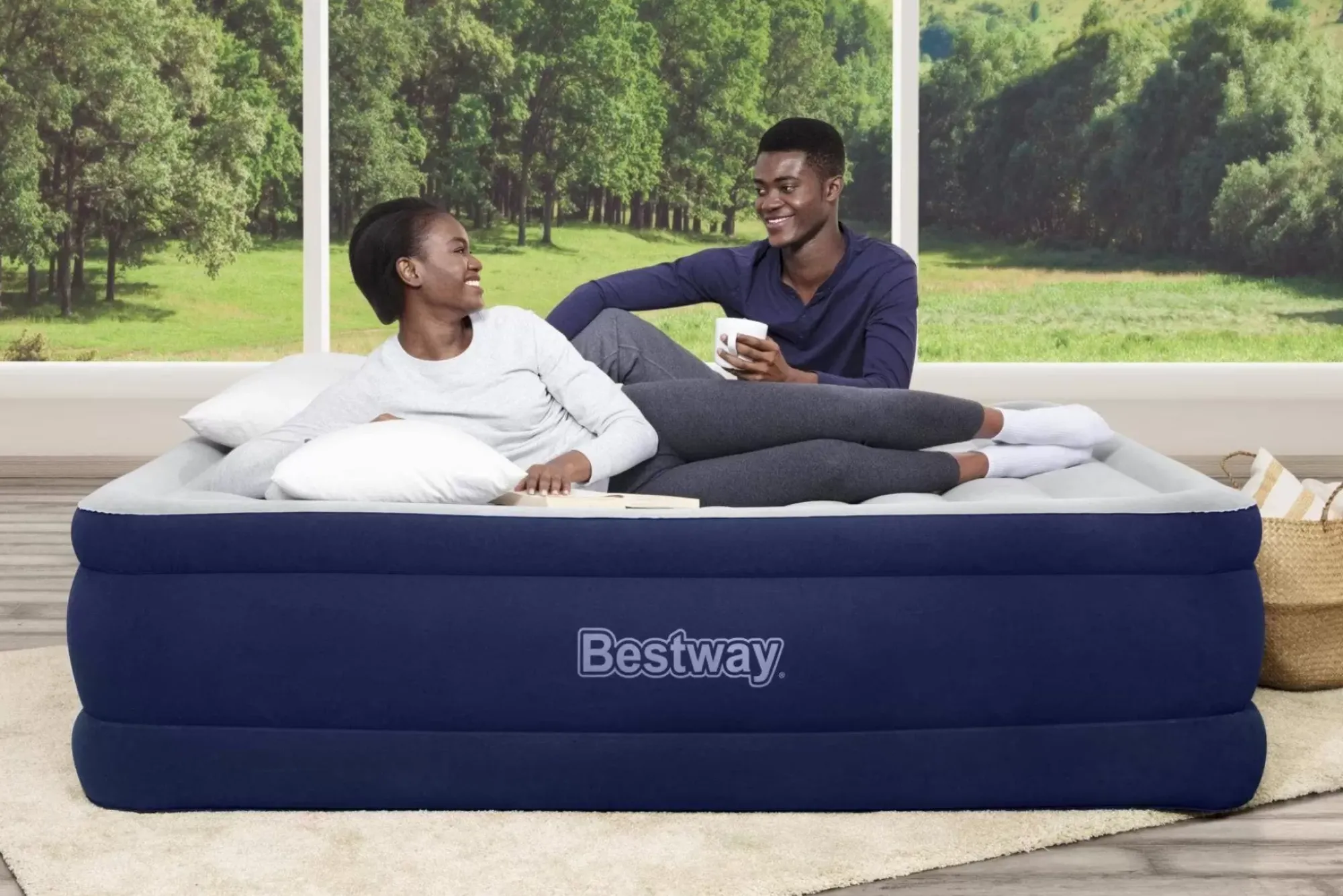Bestway Indoor Air Mattresses< Tritech Air Mattress Queen 22 In. With Built-In Ac Pump And Antimicrobial Coating