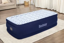 Bestway Indoor Air Mattresses< Tritech Fashion Flock Air Mattress Twin 20" With Built-In Ac Pump And Antimicrobial Coating
