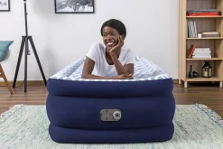 Bestway Indoor Air Mattresses< Tritech Fashion Flock Air Mattress Twin 20" With Built-In Ac Pump And Antimicrobial Coating