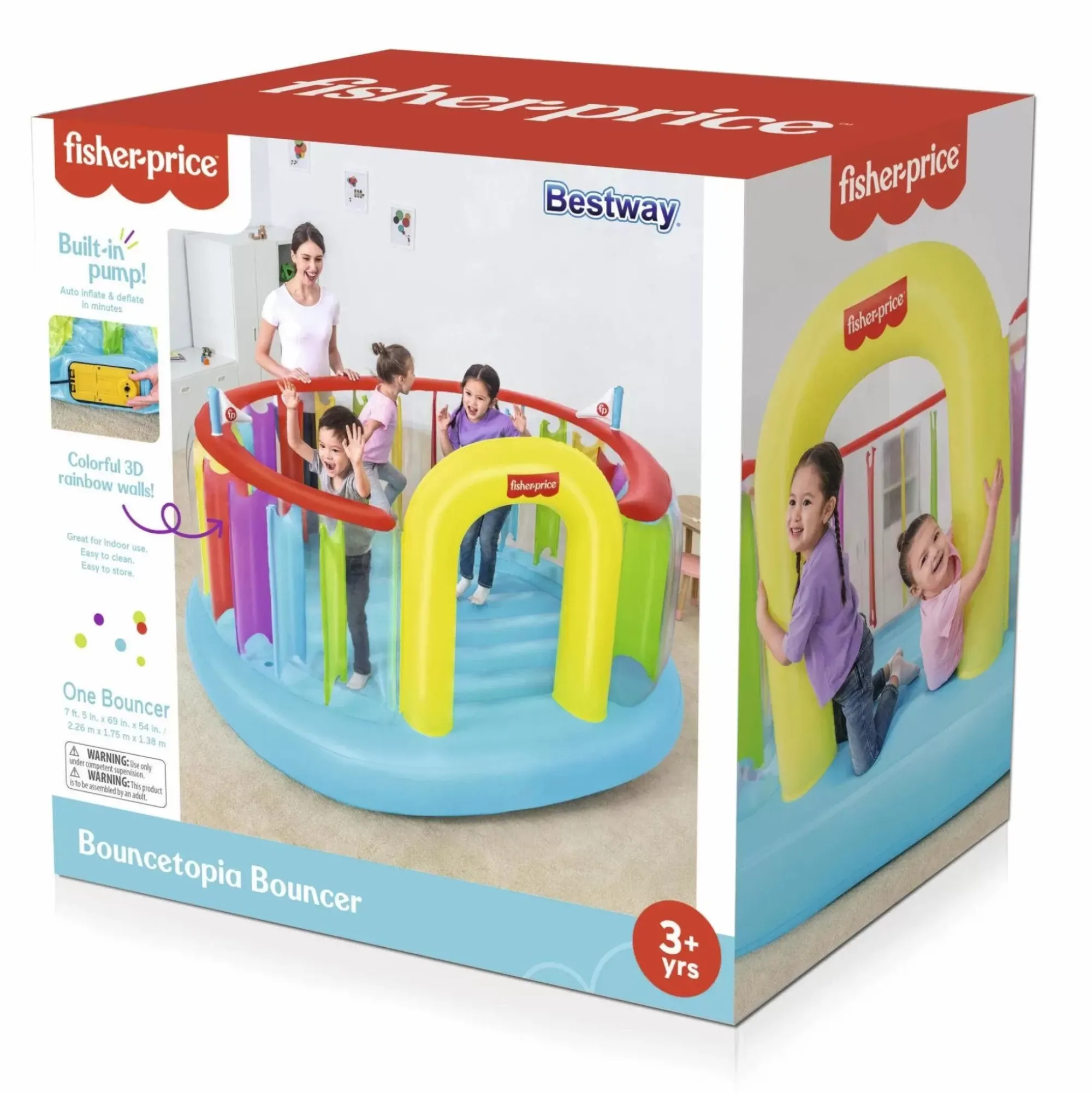Bestway Bounce Houses<Fisher-Price Bouncetopia Multi-Color Child Pvc Bouncer With Built-In Pump