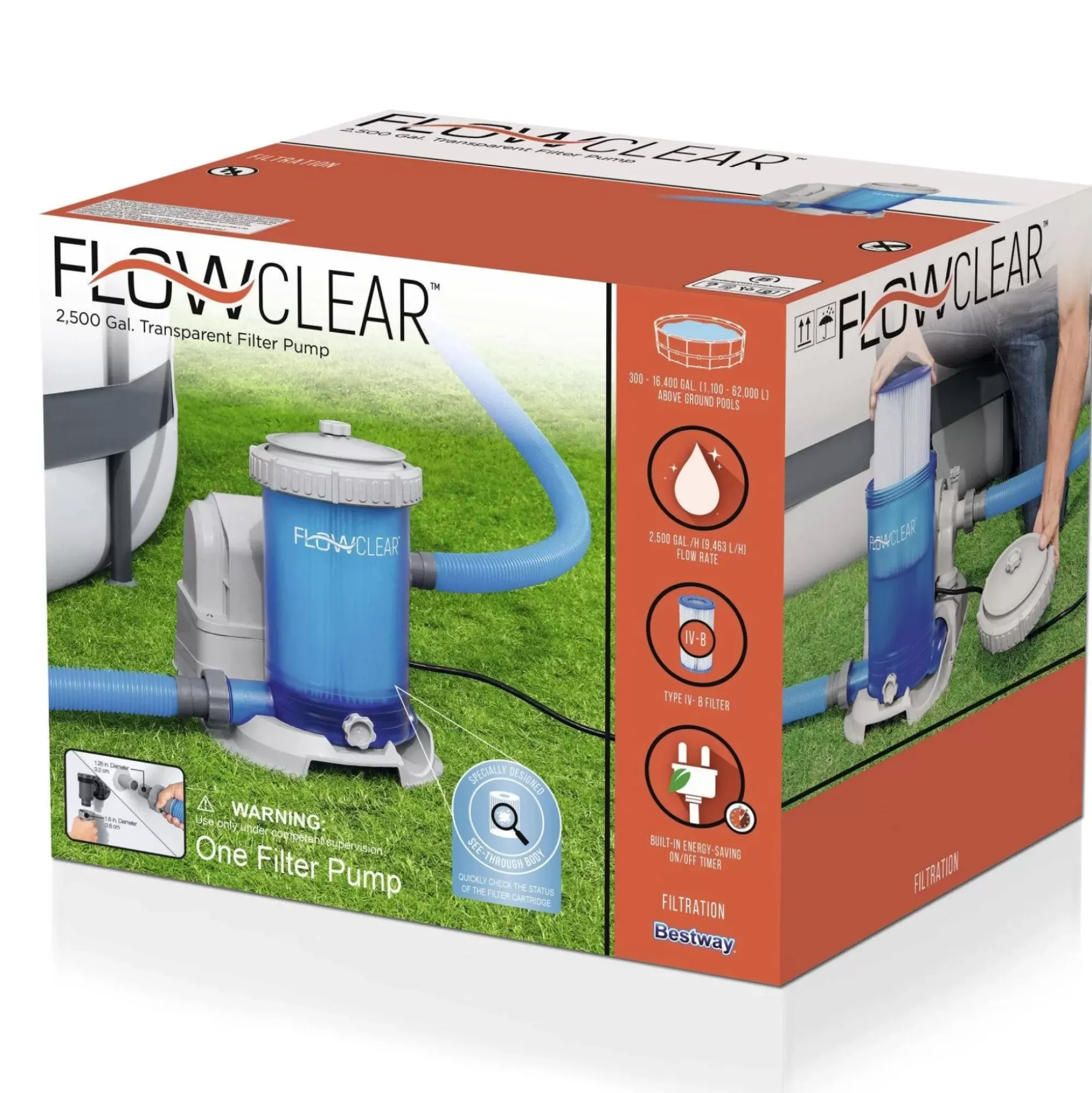 Bestway Pool Accessories<Flowclear 2,500 Gal. Transparent Filter Pump