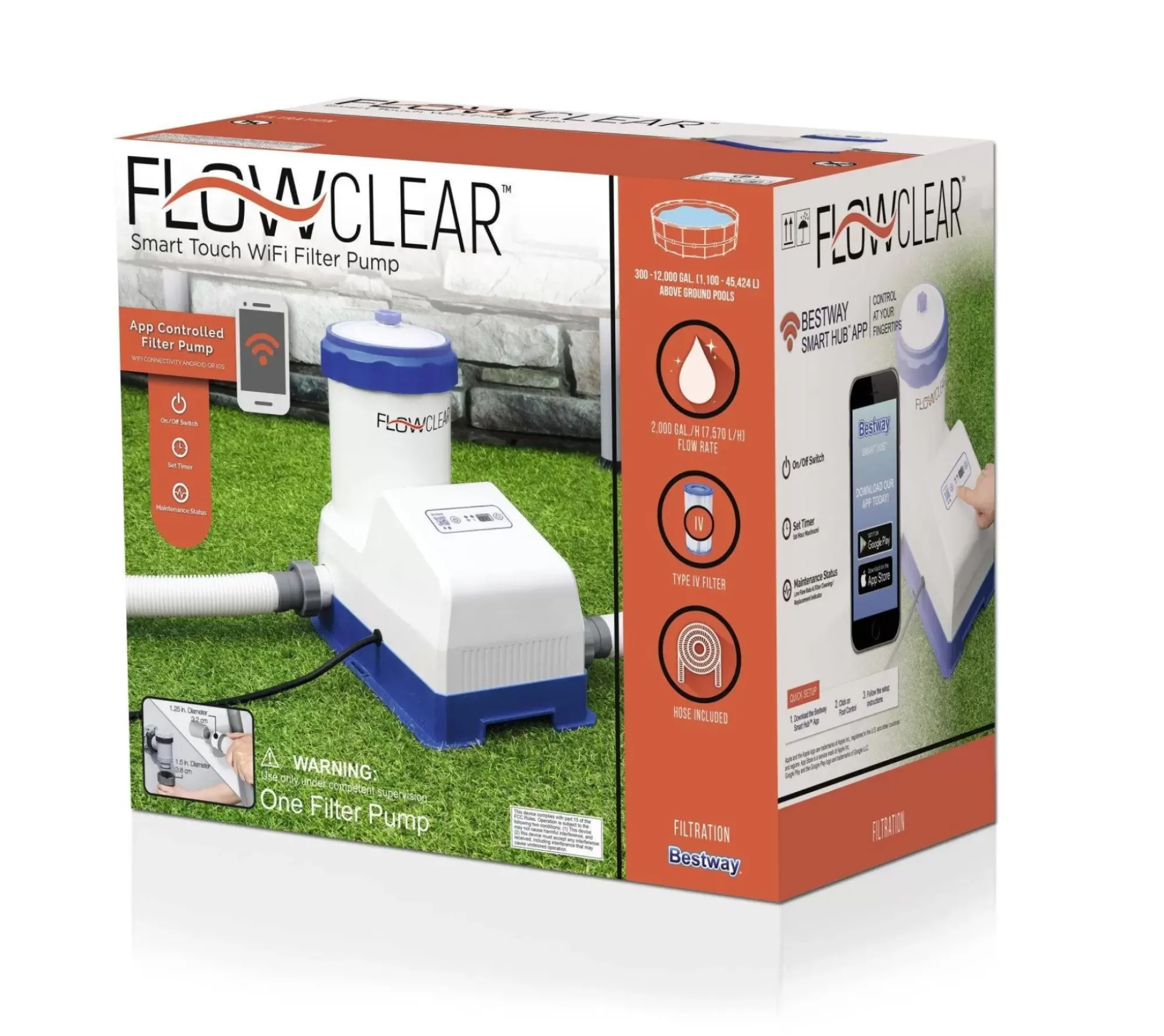 Bestway Pool Accessories<Flowclear Smart Touch Wifi 2,000 Gal. App-Controlled Filter Pump