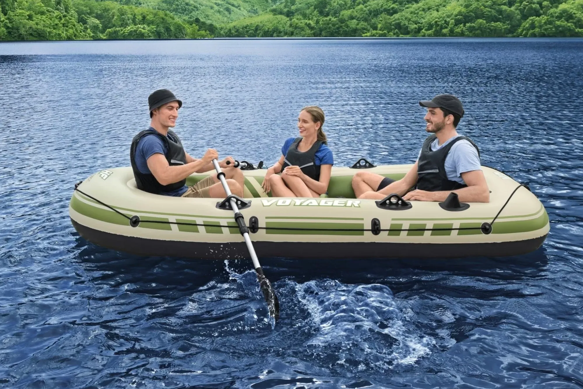 Bestway Rafts<Hydro-Force Voyager X3 Inflatable Raft Set 9'8