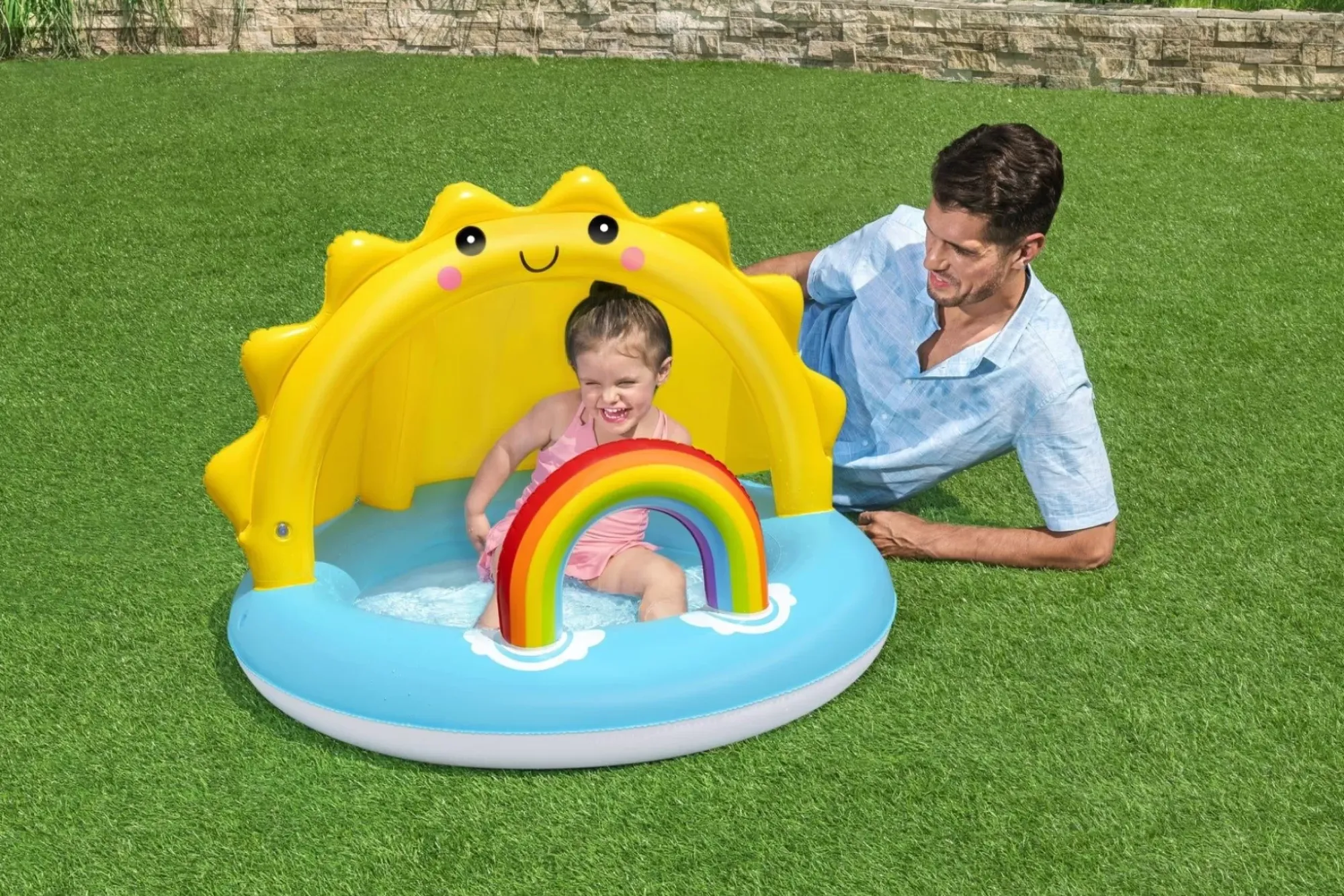 Bestway Kiddie Pools<Play Day Sun Shaded Round Inflatable Baby Pool 39 X 29