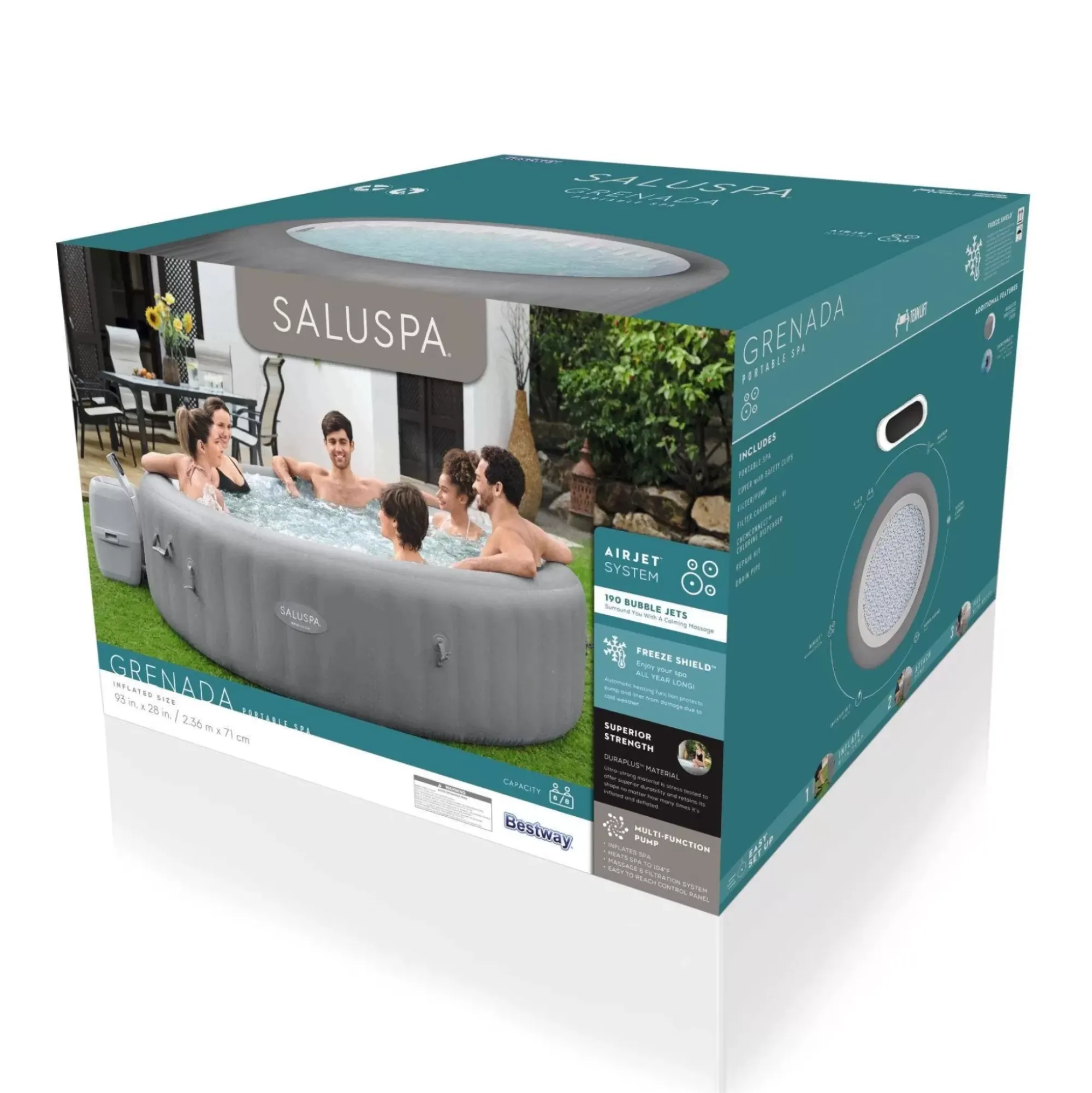 Bestway Airjet<Saluspa Grenada Airjet Inflatable Hot Tub Spa 6-8 Person