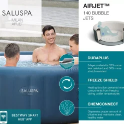 Bestway Airjet Plus<Saluspa Milan Airjet Plus Inflatable Hot Tub With App Control 4-6 Person