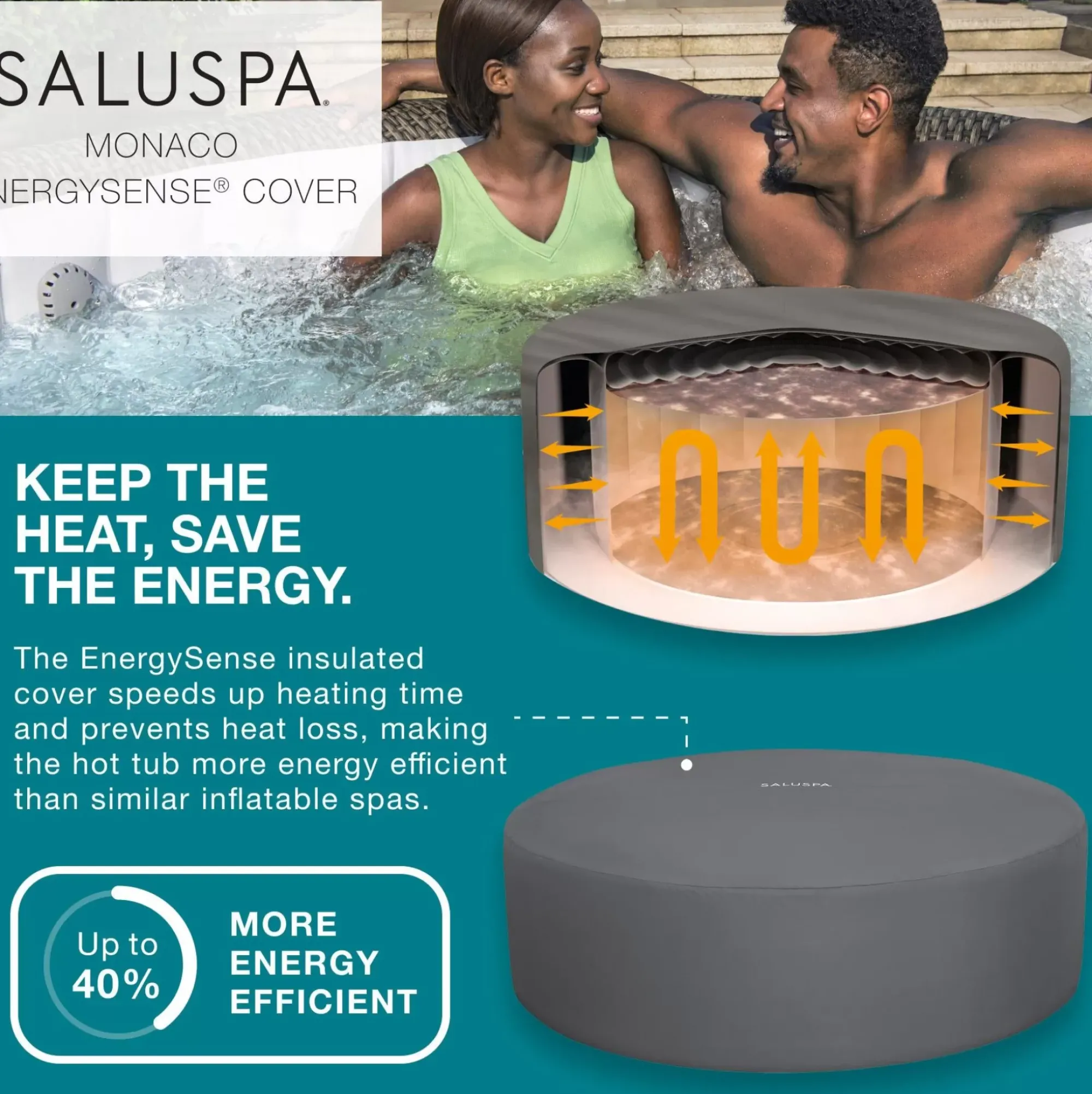 Bestway Airjet<Saluspa Monaco Energysense Smart Signature Airjet Inflatable Hot Tub With App-Control 5-7 Person