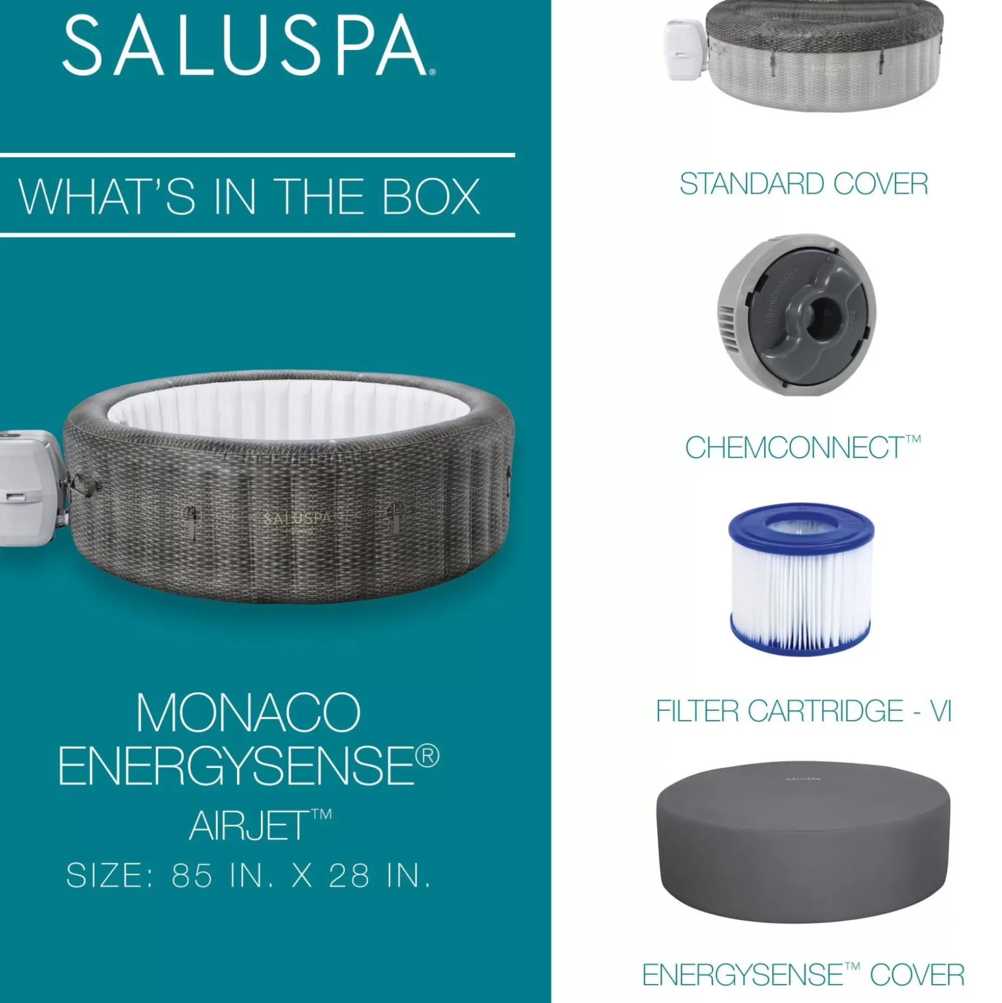 Bestway Airjet<Saluspa Monaco Energysense Smart Signature Airjet Inflatable Hot Tub With App-Control 5-7 Person