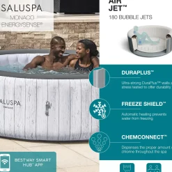 Bestway Airjet<Saluspa Monaco Energysense Smart Signature Airjet Inflatable Hot Tub With App-Control 5-7 Person